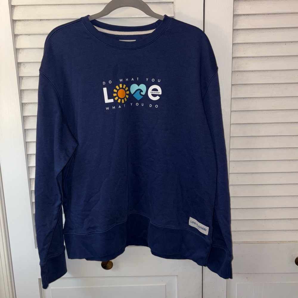 Life is Good “Do What You Love” Navy Blue Graphic Sweatshirt XL - Picture 2 of 5